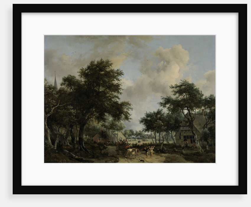 Wooded Landscape with Merrymakers in a Cart by Meindert Hobbema