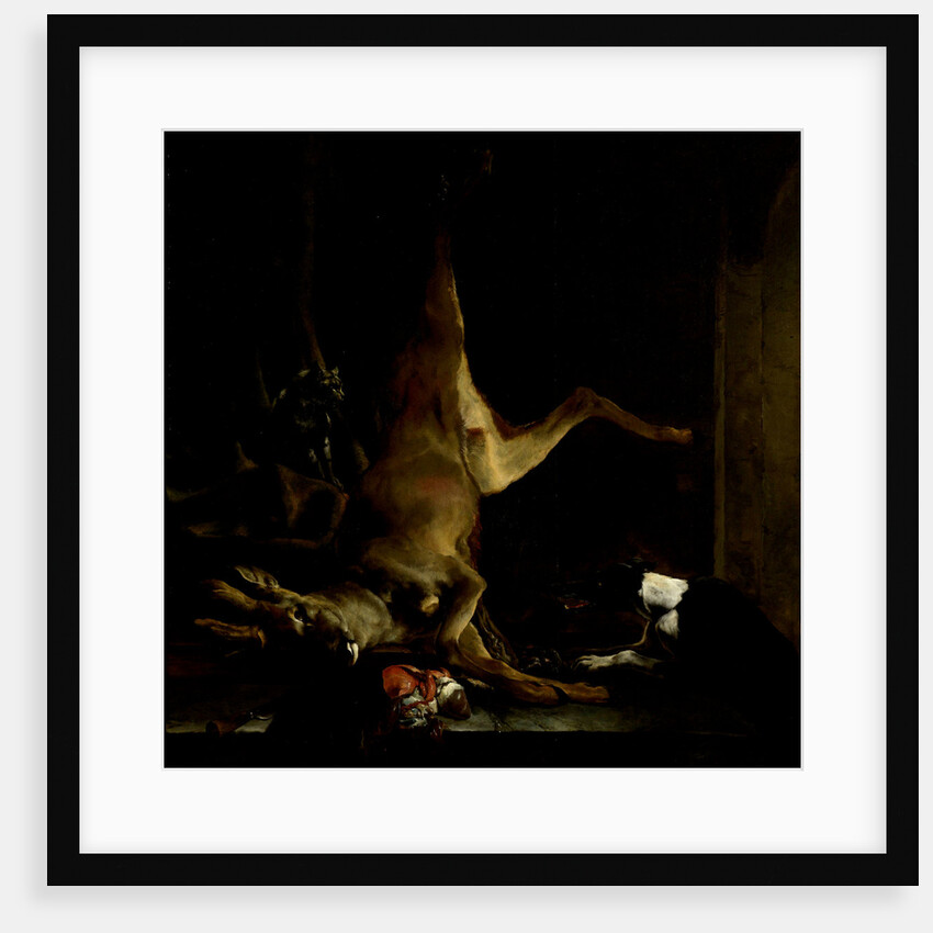 A Dog and a Cat near a partially disembowelled Deer by Jan Baptist Weenix