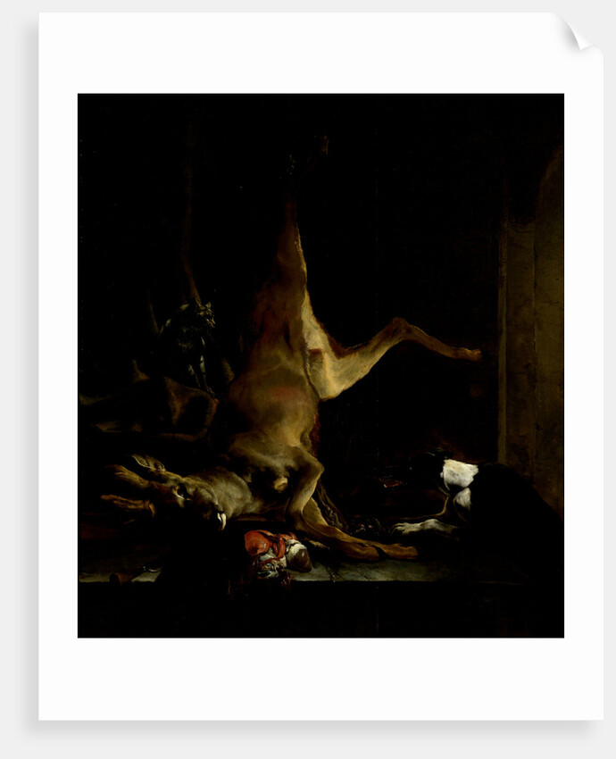 A Dog and a Cat near a partially disembowelled Deer by Jan Baptist Weenix