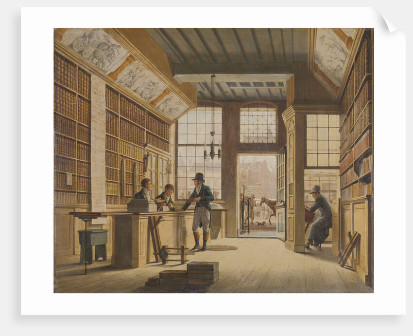The Shop of the Bookdealer Pieter Meijer Warnars on the Vijgendam in Amsterdam, The Netherlands by Johannes Jelgerhuis