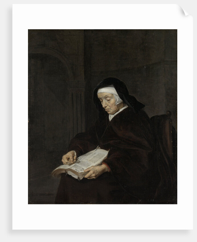 Old Woman Meditating by Gabriël Metsu