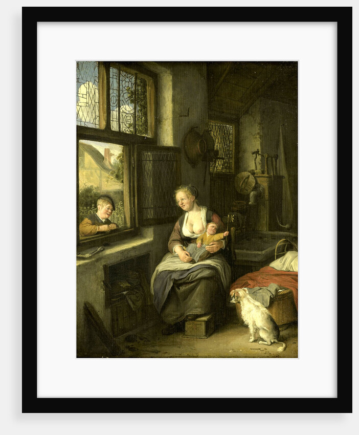 A Mother and her Children, A Mother's Happiness by Cornelis Dusart