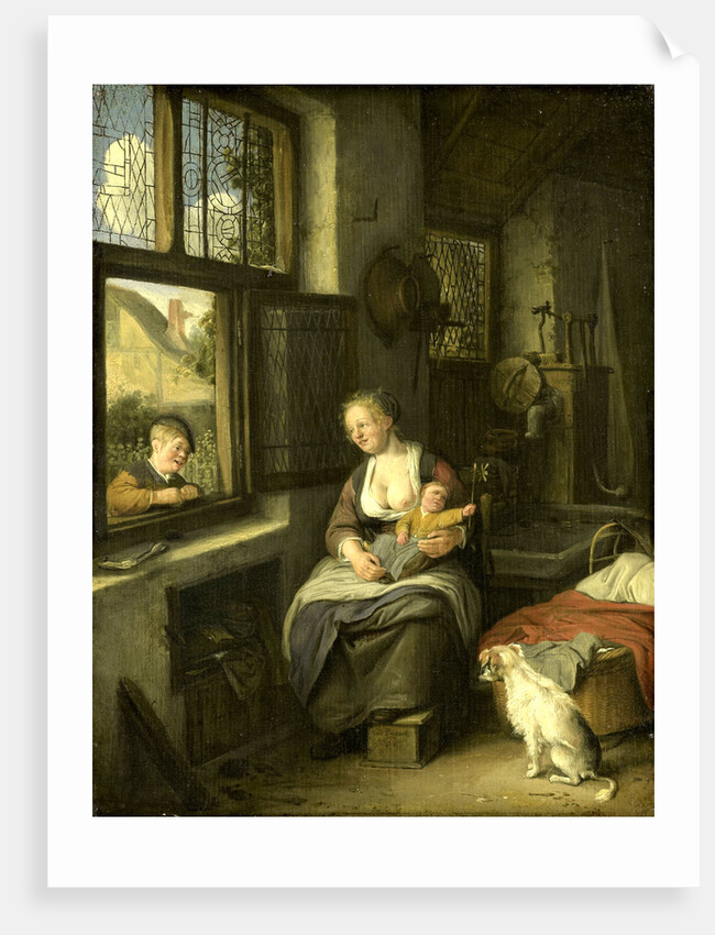 A Mother and her Children, A Mother's Happiness by Cornelis Dusart