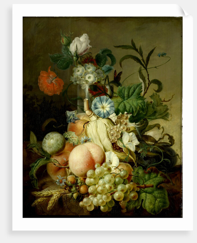 Still Life with Flowers and Fruit by Jan Evert Morel