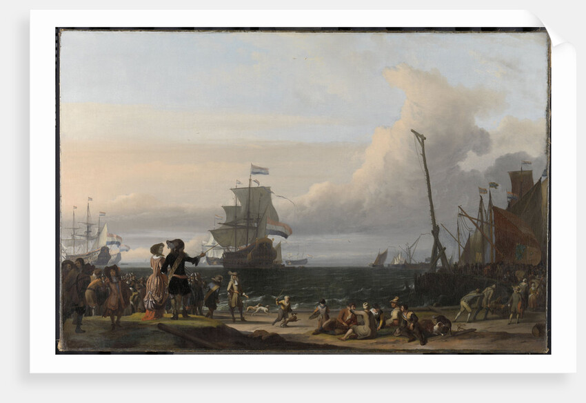 Dutch Ships at anchorage at Texel, in the middle the Golden Lion, the Flagship of Cornelis Tromp, The Netherlands by Ludolf Bakhuysen
