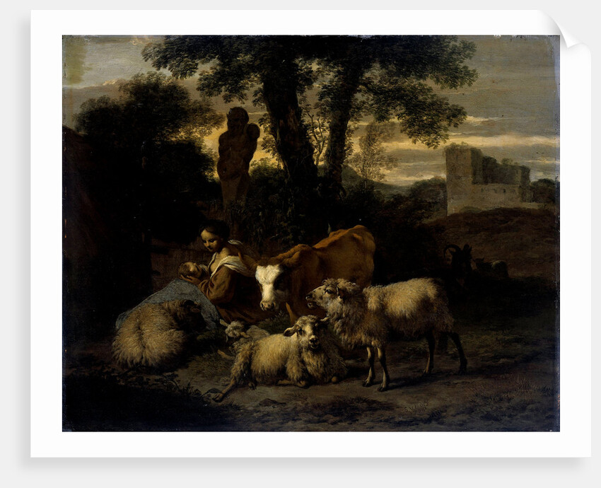 Italian Landscape with Shepherdess and Animals by Simon van der Does