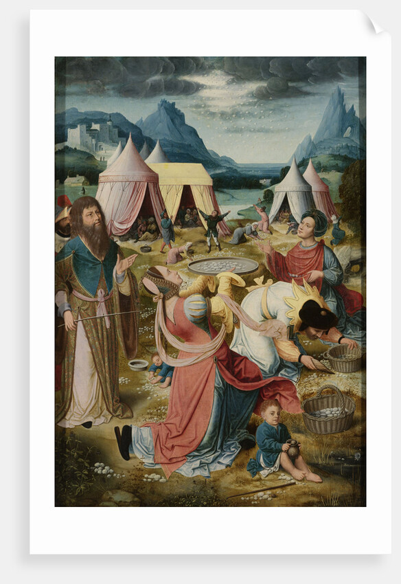 Gathering of Manna, inner, right wing of a triptych by Anonymous