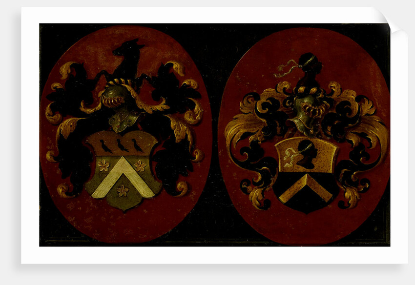 Hatchment with the coat of arms of Boudaen and Fourmenois, 1623, het wapen van Fourmenois omgewend by Anonymous