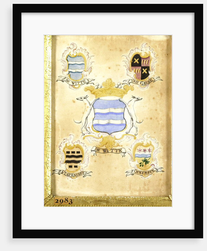 The coat of arms of Anna Jacoba de Witte, wife of Jacob Verheye van Citters, with the coat of arms of her four grandparents by Anonymous