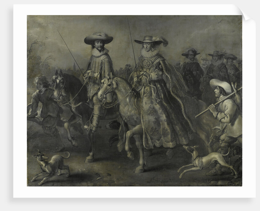 Friedrich V, Elector Palatine, King of Bohemia, and his Wife Elizabeth Stuart on Horseback, Frederick I by Adriaen Pietersz. van de Venne