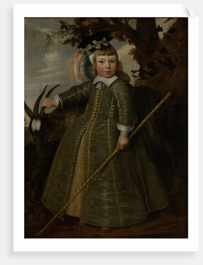 Portrait of a boy with a billygoat by Jan Albertsz. Rotius