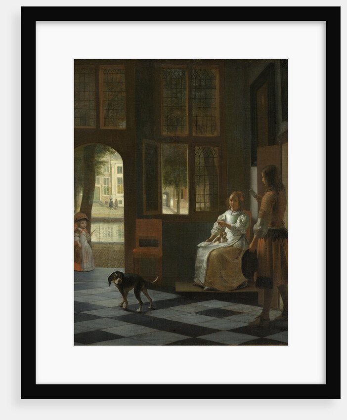 Man Handing a Letter to a Woman in the Entrance Hall of a House by Pieter de Hooch