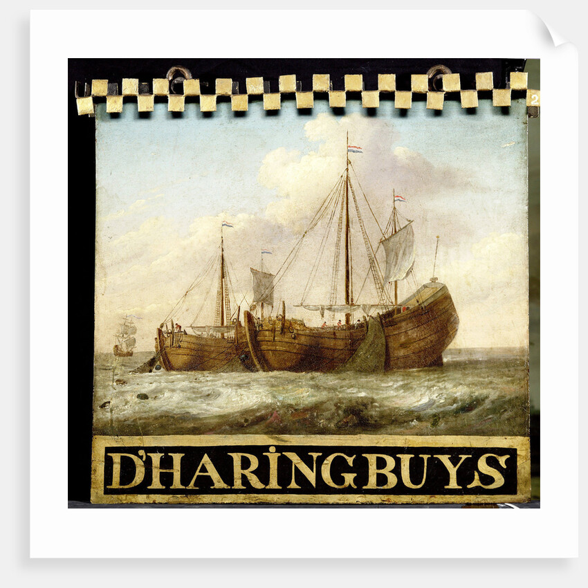 Sign, both sides painted with Herring Boats by Anonymous