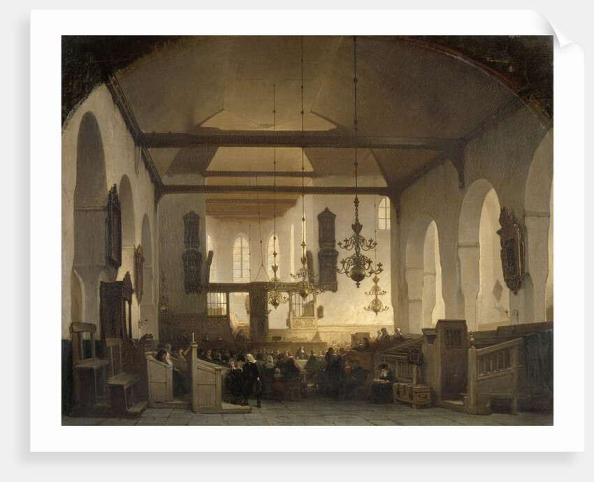 A Service in the Geertekerk, Utrecht, The Netherlands by Johannes Bosboom