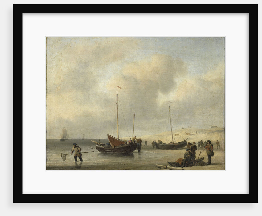 Fishing Boats on Shore, The Shore, Unloading a Fishing Smack by Willem van de Velde II
