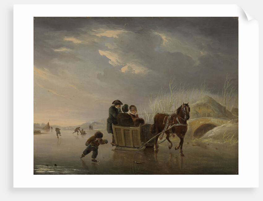 Winter Scene, Horse-Sleigh on the Ice by Andries Vermeulen