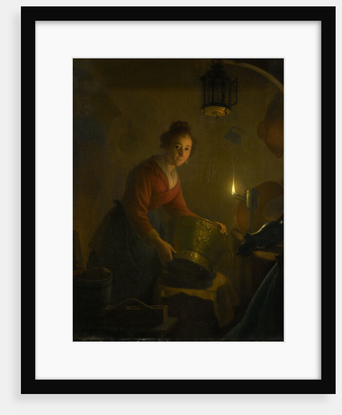 A Woman in a Kitchen by Candlelight by Michiel Versteegh