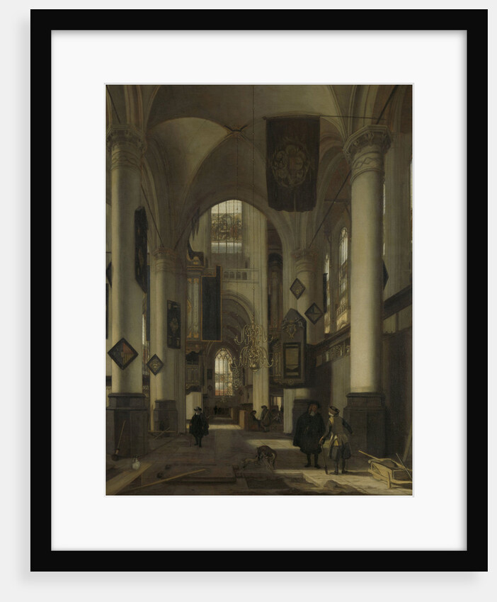 Interior of a Protestant Gothic Church with Motifs from the Oude and Nieuwe Kerk in Amsterdam, The Netherlands by Emanuel de Witte