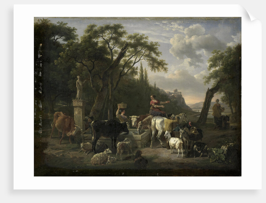 Italian Landscape with Shepherds and Animals at a Fountain by Jean Louis Demarne