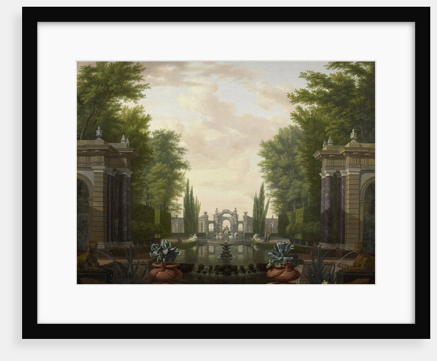 Water Terrace with Statues and Fountains in a Park by Isaac de Moucheron
