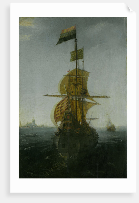 An Amsterdam East Indiaman Sailing Vessel by Abraham de Verwer