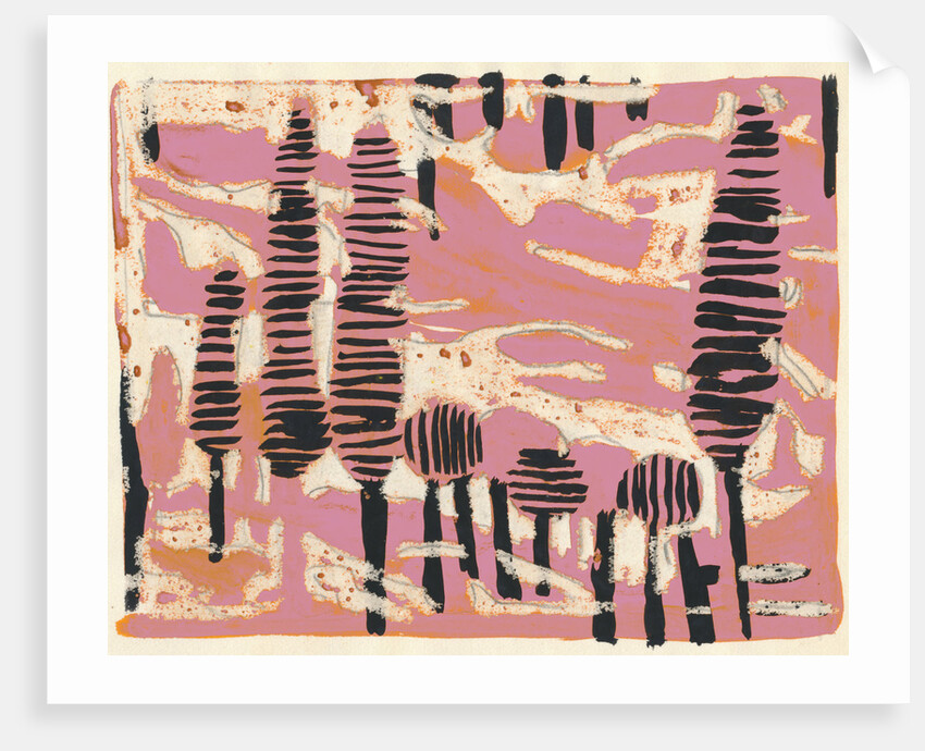 Expressionist landscape with trees and pink sky by Tania Lam