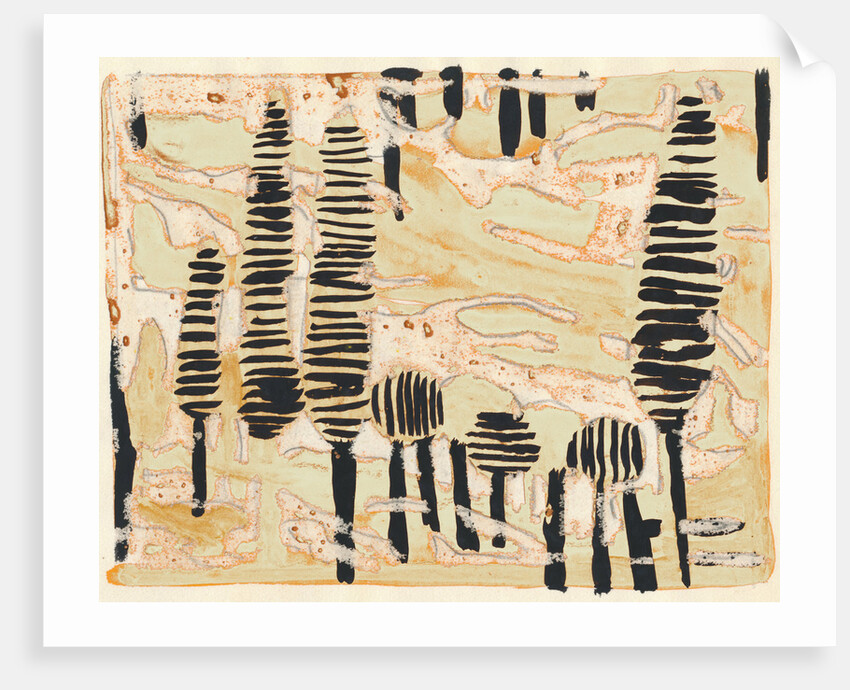 Expressionist landscape with trees and yellow sky by Tania Lam