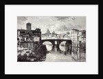 Rome Italy 1875 Island of the Tiber St. Bartholomew and the Quattro Capi Bridge by Anonymous