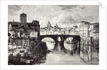Rome Italy 1875 Island of the Tiber St. Bartholomew and the Quattro Capi Bridge by Anonymous