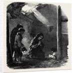 Sketch in a House at Fahey's Quay, Ennis, the Widow Connor and Her Dying Child by Anonymous