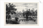 The Ashantee War: The Camp at Prah-Su Native Artillery Crossing the River 1874 by Anonymous