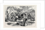 The Ashantee War: Sharpening Cutlasses in the Camp at Prah-Su 1874 by Anonymous