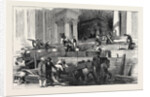 Preparation in St. Paul's Cathedral, for the Funeral of the Duke: Side Aisle, by Gaslight, 1852 by Anonymous