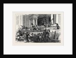 Preparation in St. Paul's Cathedral, for the Funeral of the Duke: Side Aisle, by Gaslight, 1852 by Anonymous