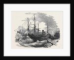 The Indus Steamship Partly Destroyed by Fire, in Messrs. Wigram's Dry Dock, Blackwall, 1852 by Anonymous