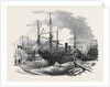 The Indus Steamship Partly Destroyed by Fire, in Messrs. Wigram's Dry Dock, Blackwall, 1852 by Anonymous