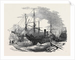 The Indus Steamship Partly Destroyed by Fire, in Messrs. Wigram's Dry Dock, Blackwall, 1852 by Anonymous
