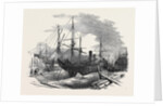 The Indus Steamship Partly Destroyed by Fire, in Messrs. Wigram's Dry Dock, Blackwall, 1852 by Anonymous