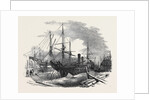 The Indus Steamship Partly Destroyed by Fire, in Messrs. Wigram's Dry Dock, Blackwall, 1852 by Anonymous