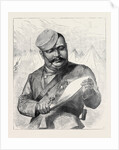 Afghan Sketches: A Goorkha Sharpening His Kookree 1879 by Anonymous