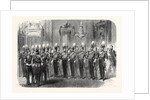 The Queen's Court: The Hon. Corps of Gentlemen-at-Arms on Duty at Buckingham Palace London UK 1866 by Anonymous