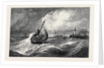 Freshening Gale Scarborough Fishing Boats Returning to Harbour, from the Royal Academy Exhibition 1871 by Anonymous