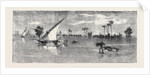 View below Kafr Zayat Showing the Railway Bridge and Train Off the Line Inundation of the Nile by Anonymous