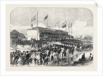 Boathouse at Putney: The Cambridge Crew Going Out for Practice 1868 by Anonymous