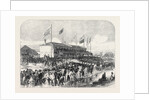 Boathouse at Putney: The Cambridge Crew Going Out for Practice 1868 by Anonymous