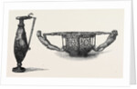 Gold Ewer or Wine Jug (Dacian 5th Century) Left Bowl or Basket with Tiger Handles (Dacian 5th Century) Right 1868 by Anonymous
