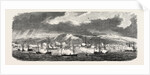 The French and British Fleets at Cherbourg, France: Sunrise in the Roadstead, Cherbourg: View of the Earthworks, the French Fleet Saluting, 1865 by Anonymous