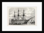 H.M.S. Agamemnon Receiving the Atlantic Cable on Board from Messrs. Glasse and Elliot's Works, East Greenwich, 1857 by Anonymous