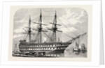 H.M.S. Agamemnon Receiving the Atlantic Cable on Board from Messrs. Glasse and Elliot's Works, East Greenwich, 1857 by Anonymous