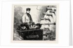 Manufacturing an Electric Telegraph Cable: Covering the Cable with Jute and Tar, 1873 by Anonymous